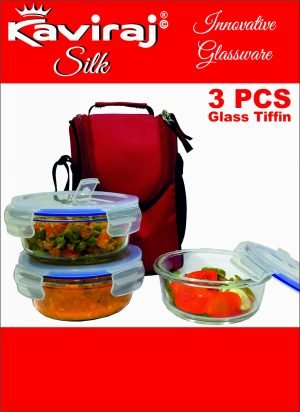 Kaviraj Silk Glass Bowls  3 Pcs Set  Round  400 ML